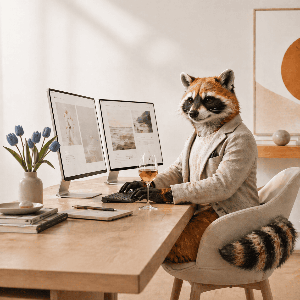 Orange Racoon constructing a website